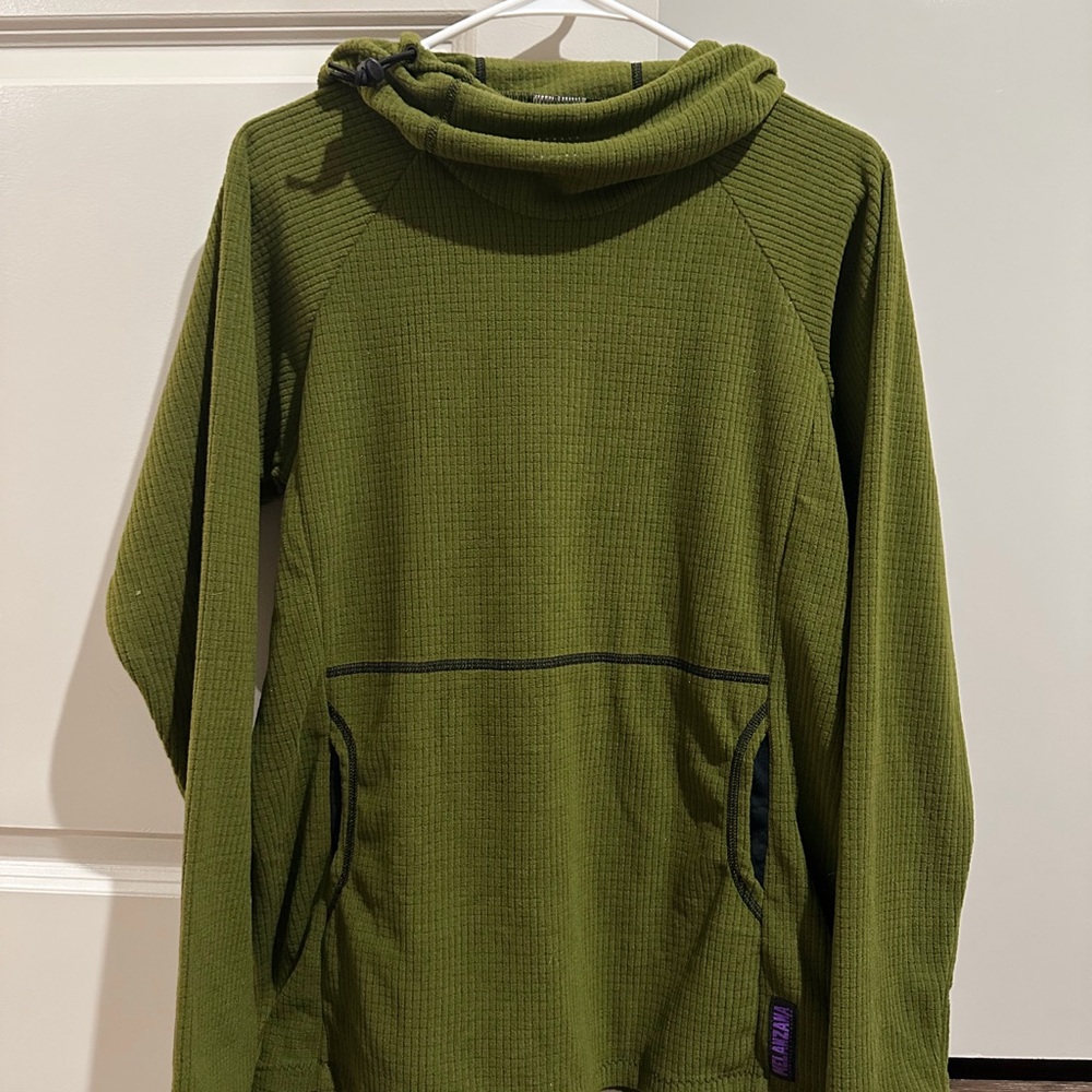 Melanzana Micro Grid Olive Green Hoodie Women’s M